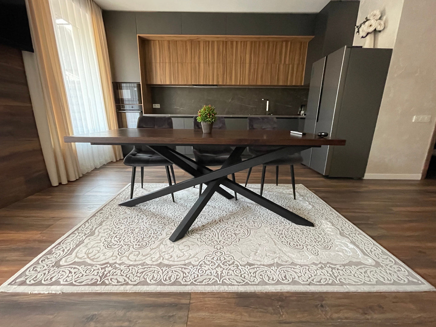 Our table base with client's wooden table top