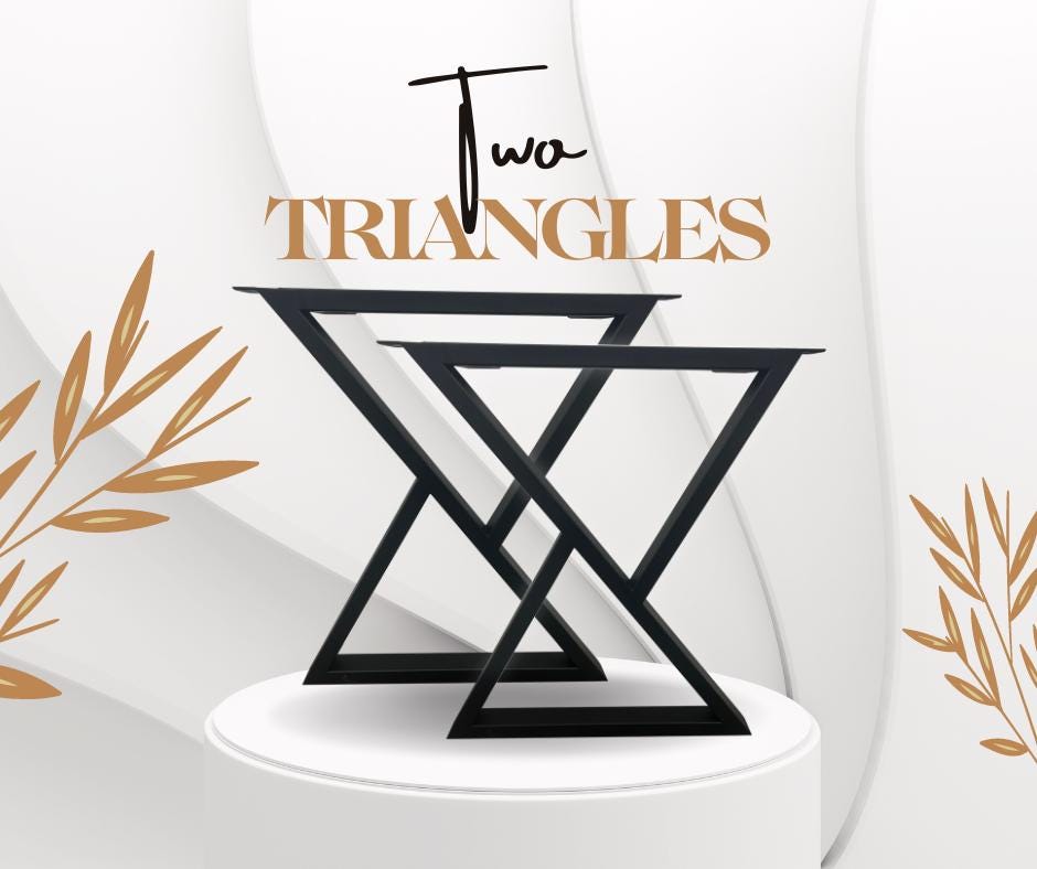 Steel table legs "Two triangles", table base, top quality table base, dining table base, industrial legs, modern steel table legs